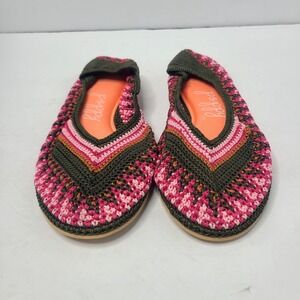 Poppy Free People Crocheted Grandmacore Pinks Browns Ballet Flats Women's 10